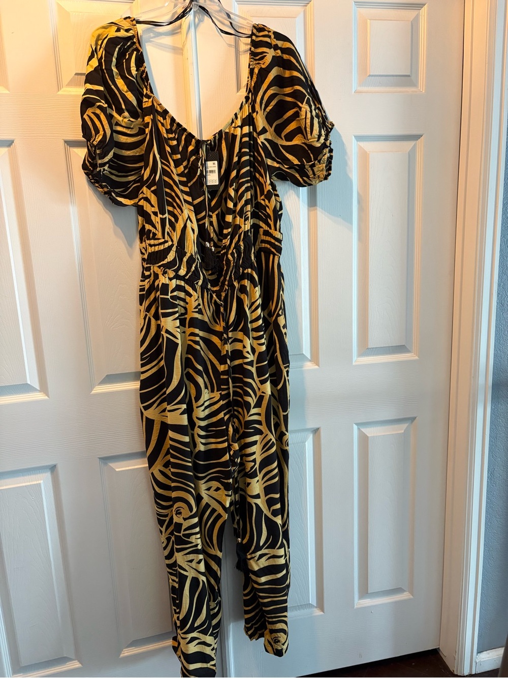 City Chic Black and Gold Zebra-Print Jumpsuit - Picture 3 of 4